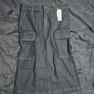 Denim Maxi Skirt with Pockets